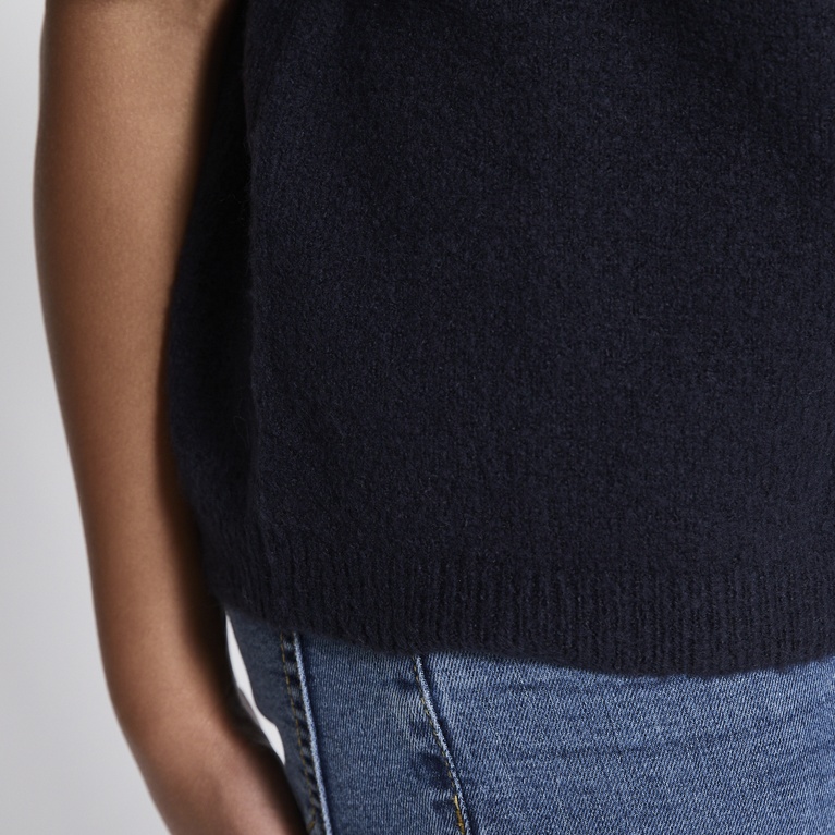 Basic knit tee "Knitted tee star" Navy